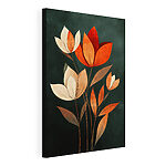 Canvas Schilderijen Schilderij van bloemen met bladeren