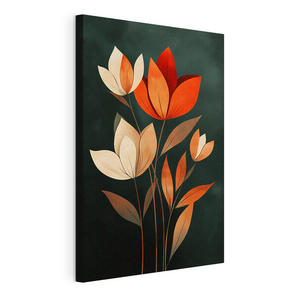 Canvas Schilderijen Schilderij van bloemen met bladeren