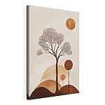 Canvas Schilderijen Boom met bruine cirkels en een witte achtergrond