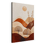 Canvas Schilderijen Schilderij van een landschap met planten en heuvels