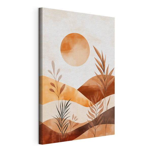 Canvas Schilderijen Schilderij van planten en de zon