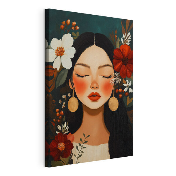 Canvas Schilderijen Zachte schoonheid te midden van bloeiende bloemen
