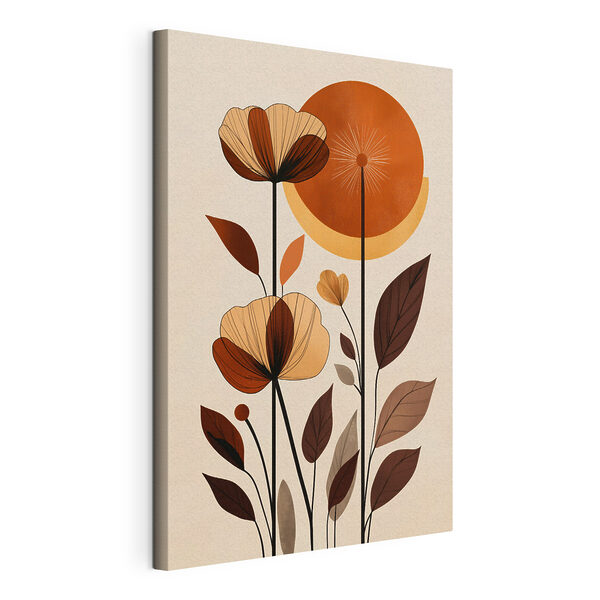 Canvas Schilderijen Elegant bloemmotief in warme tinten