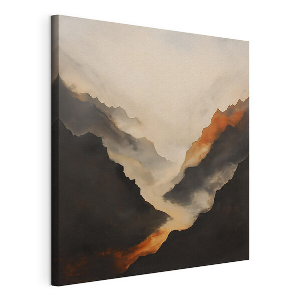 Canvas Schilderijen Bergketen met rook