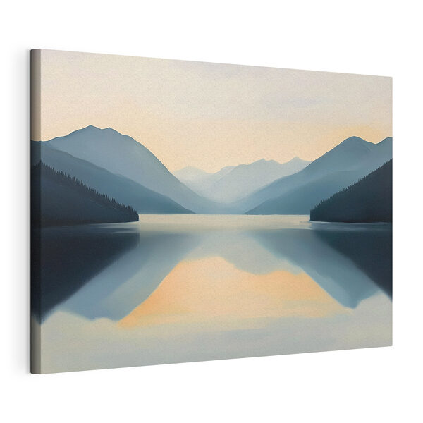 Canvas Schilderijen Meer met bergen op de achtergrond