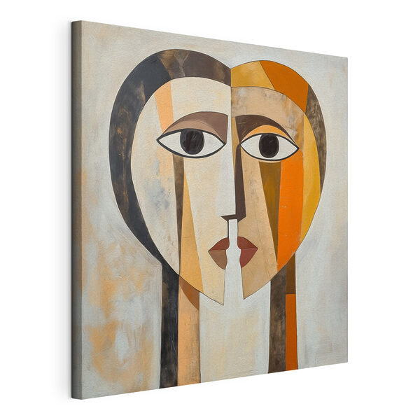 Schilderij van een gezicht en een hart Canvas Schilderijen Schilderij van een gezicht en een hart