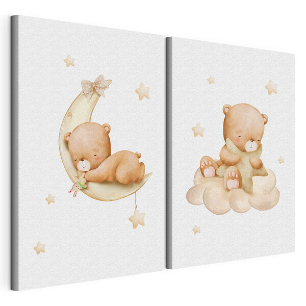 Modulaire canvasprint Teddybeer in een doos met ballonnen