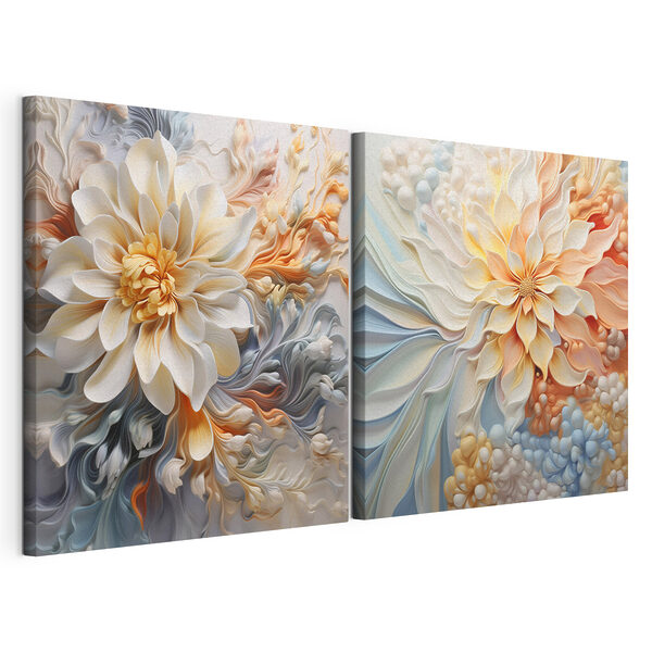 Modulaire canvasprint Zachte bloemblaadjes in delicate pasteltinten