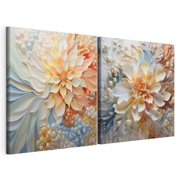 Elegante bloemmotieven in zachte tinten Modulaire canvasprint Elegante bloemmotieven in zachte tinten