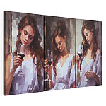 Modulaire canvasprint Collage van een vrouw met een wijnglas in haar hand