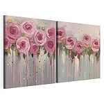 Modulaire canvasprint Schilderij van roze bloemen
