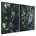 Modulaire canvasprint Zachte rust te midden van weelderig gebladerte