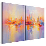 Modulaire canvasprint Schilderij van een stad
