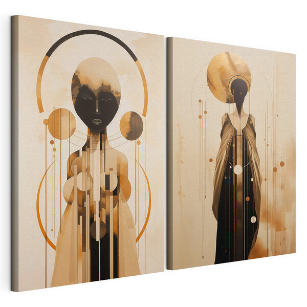 Abstracte figuren met geometrische elementen Modulaire canvasprint Abstracte figuren met geometrische elementen