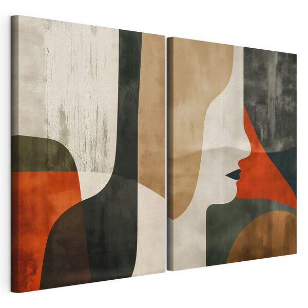 Een paar posters met gezichten van vrouwen Modulaire canvasprint Een paar posters met gezichten van vrouwen
