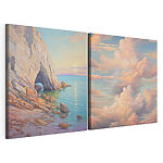 Modulaire canvasprint Schilderij van een strand en een rotsachtige kust