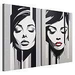 Modulaire canvasprint Dromerige gezichten in zwart-wit