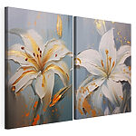 Modulaire canvasprint Schilderij van witte bloemen