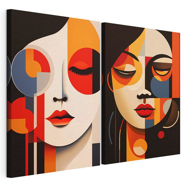 Modulaire canvasprint Een paar kunstwerken met vrouwengezichten