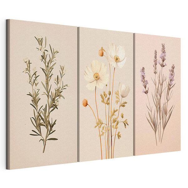 Schilderij van witte bloemen Modulaire canvasprint Schilderij van witte bloemen