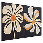 Modulaire canvasprint Speelse bloemmotieven op een donkere achtergrond