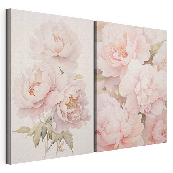 Verfijnde bloesems in zachte pasteltinten Modulaire canvasprint Verfijnde bloesems in zachte pasteltinten