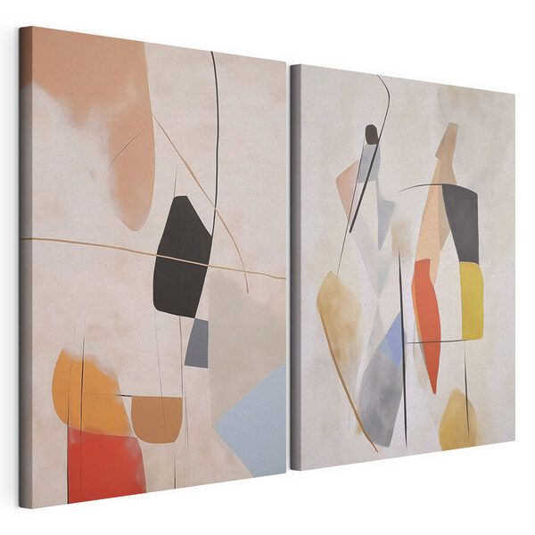 Modulaire canvasprint Abstracte vormen in harmonieuze kleuren