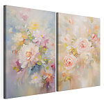 Modulaire canvasprint Schilderij van bloemen op een wit oppervlak