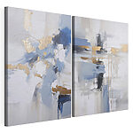 Modulaire canvasprint Twee schilderijen in blauw en wit