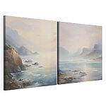 Modulaire canvasprint Schilderij van een strand en een rotsachtig strand