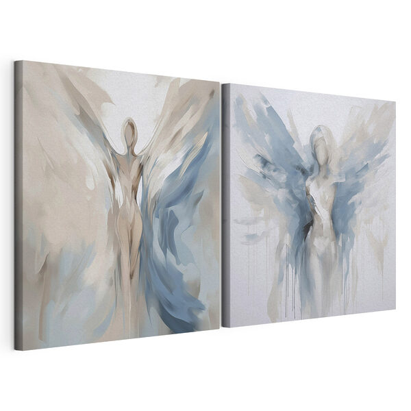 Schilderij van een vrouw met vleugels Modulaire canvasprint Schilderij van een vrouw met vleugels