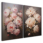 Modulaire canvasprint Schilderij van bloemen op een zwarte achtergrond