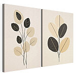 Modulaire canvasprint Zachte bladmotieven in neutrale tinten