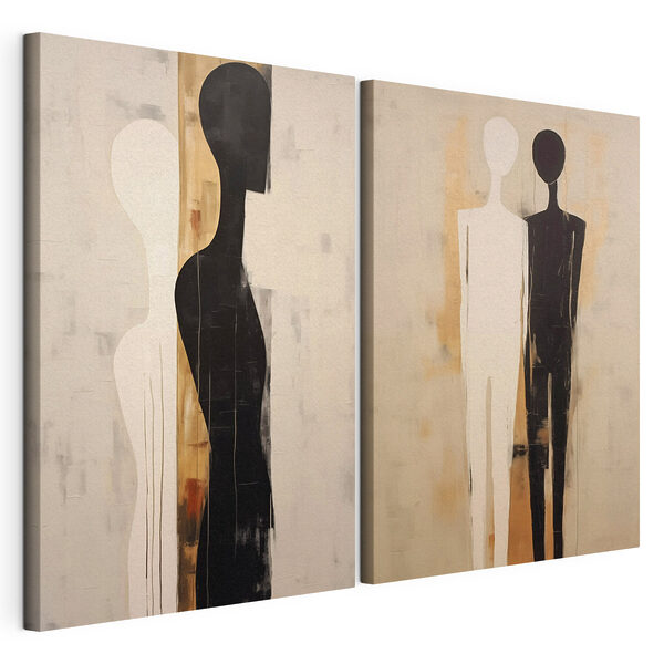 Een paar zwart-witte figuren Modulaire canvasprint Een paar zwart-witte figuren