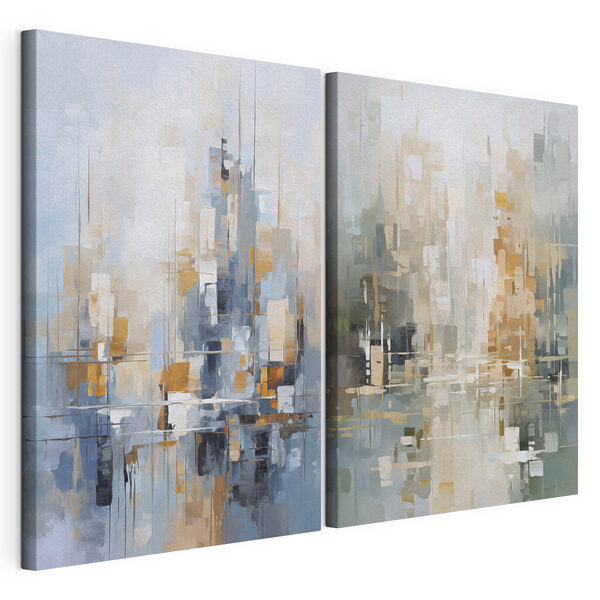 Schilderij van een stad Modulaire canvasprint Schilderij van een stad