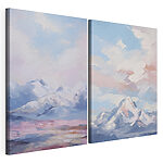 Modulaire canvasprint Schilderij van bergen en wolken