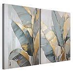 Modulaire canvasprint - Elegant blad in zachte tinten