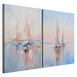 Modulaire canvasprint Schilderij van boten op het water