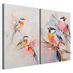 Modulaire canvasprint Schilderij van vogels op een tak