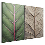 Modulaire canvasprint Levendige bladeren die het ontwerp van de natuur laten zien