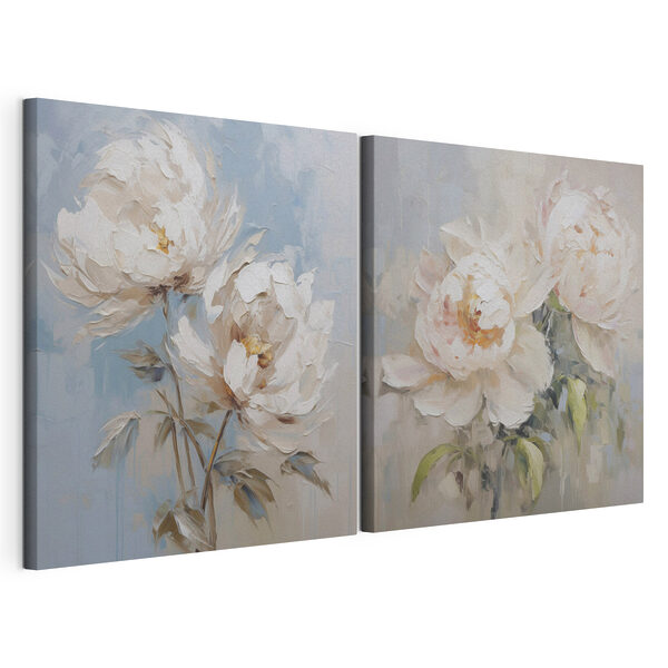 Schilderij van bloemen op doek Modulaire canvasprint Schilderij van bloemen op doek