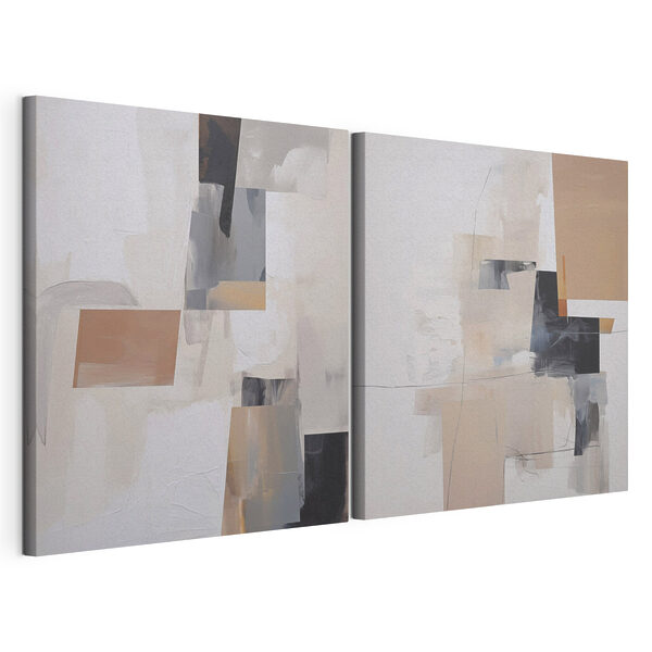Schilderij in verschillende tinten grijs en zwart Modulaire canvasprint Schilderij in verschillende tinten grijs en zwart