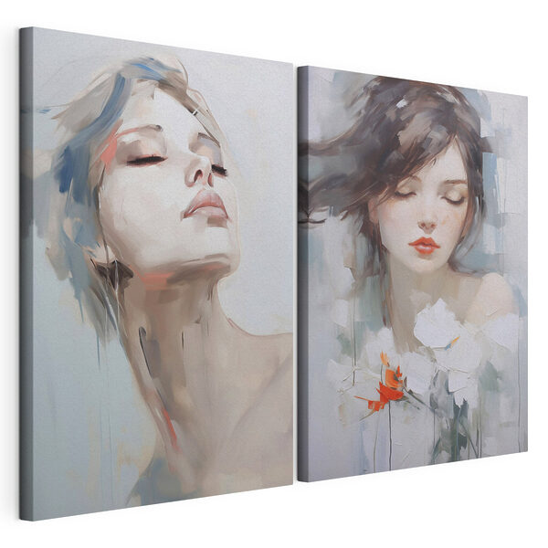 Modulaire canvasprint Twee schilderijen van een vrouw
