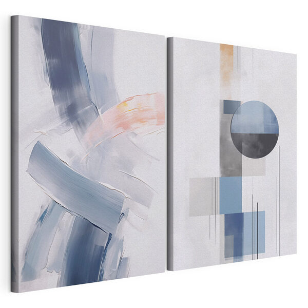 Twee schilderijen in verschillende kleuren Modulaire canvasprint Twee schilderijen in verschillende kleuren