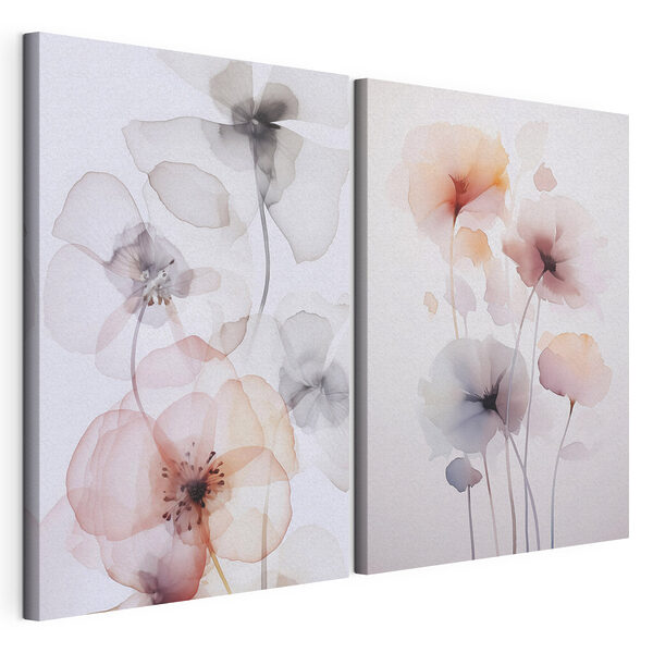 Verfijnde bloemen in zachte kleuren Modulaire canvasprint Verfijnde bloemen in zachte kleuren