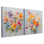 Modulaire canvasprint Schilderij van bloemen op een witte ondergrond