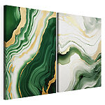 Modulaire canvasprint Groen en wit gemarmerd oppervlak
