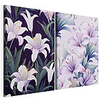 Modulaire canvasprint Verfijnde bloemen tegen een contrasterende achtergrond