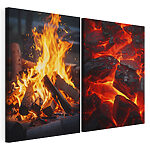 Modulaire canvasprint Collage van vuur en kolen