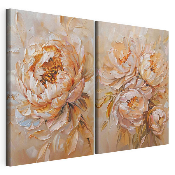 Schilderij van bloemen op doek Modulaire canvasprint Schilderij van bloemen op doek
